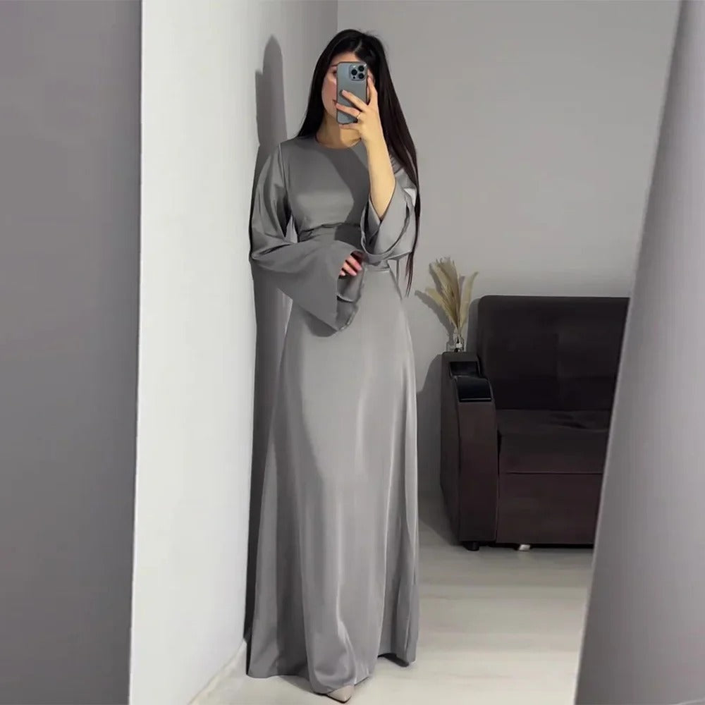 Satijnen Jurk - Elegant - Klokmouwen - Jurk met lange mouwen - Maxi satijnen jurk-Hallo Susanne
