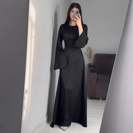 Satijnen Jurk - Elegant - Klokmouwen - Jurk met lange mouwen - Maxi satijnen jurk-Hallo Susanne