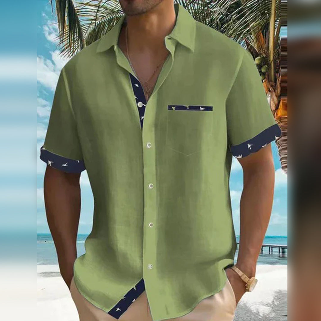 Shirt met korte mouwen | Lichtgewicht | Gekorteld | Shirt met knoopsluiting | Zomeroverhemden voor heren-Hallo Susanne
