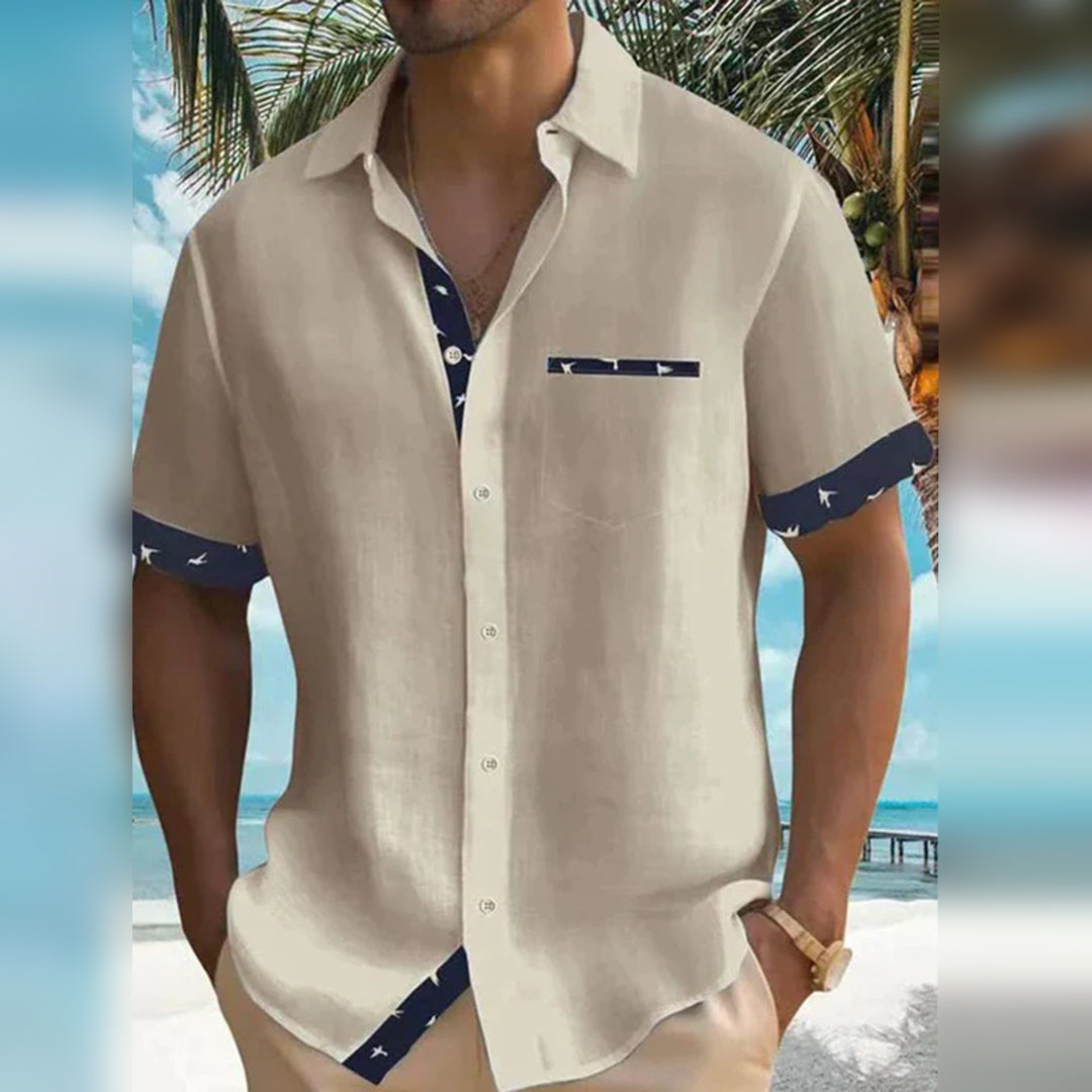 Shirt met korte mouwen | Lichtgewicht | Gekorteld | Shirt met knoopsluiting | Zomeroverhemden voor heren-Hallo Susanne