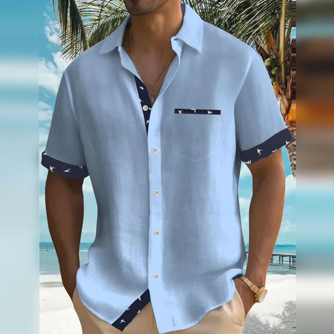 Shirt met korte mouwen | Lichtgewicht | Gekorteld | Shirt met knoopsluiting | Zomeroverhemden voor heren-Hallo Susanne