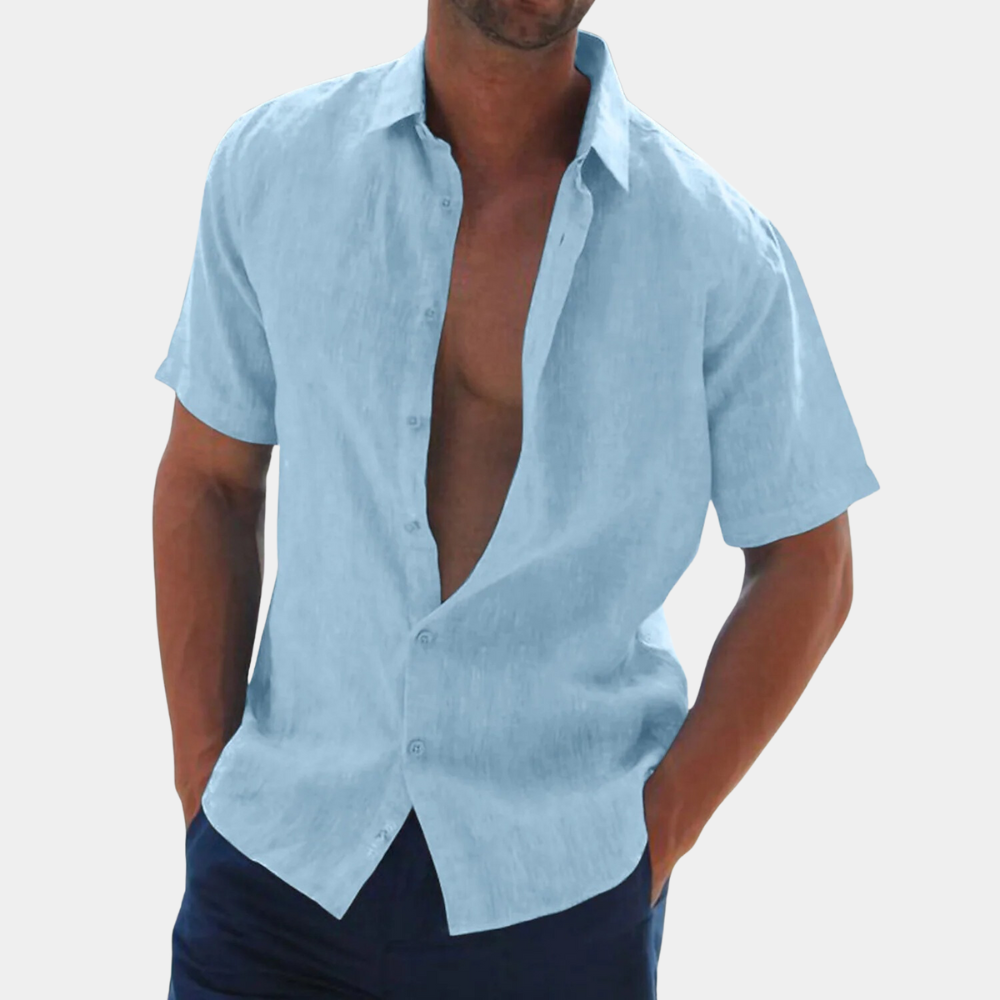 Shirt met korte mouwen - Lichtgewicht herenoverhemd met knoopsluiting voor de zomer-Hallo Susanne