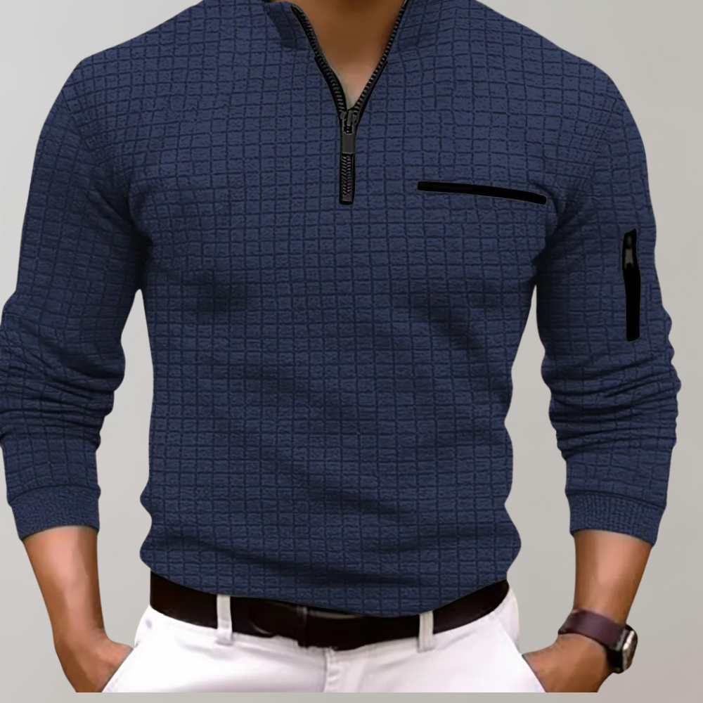 Shirt met kwart rits | Pullover | Polo Shirt | Sweatshirt met kwart rits | Sweater met halve rits voor heren-Hallo Susanne