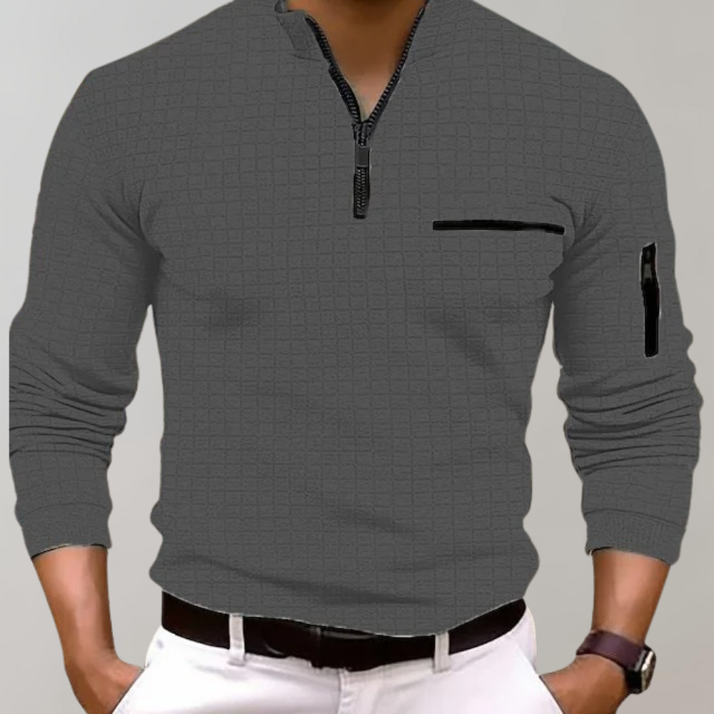 Shirt met kwart rits | Pullover | Polo Shirt | Sweatshirt met kwart rits | Sweater met halve rits voor heren-Hallo Susanne
