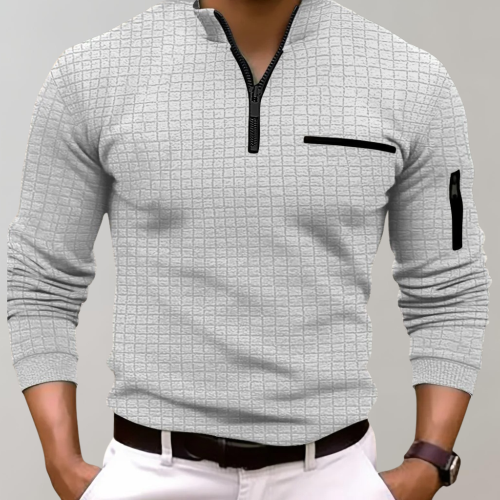Shirt met kwart rits | Pullover | Polo Shirt | Sweatshirt met kwart rits | Sweater met halve rits voor heren-Hallo Susanne