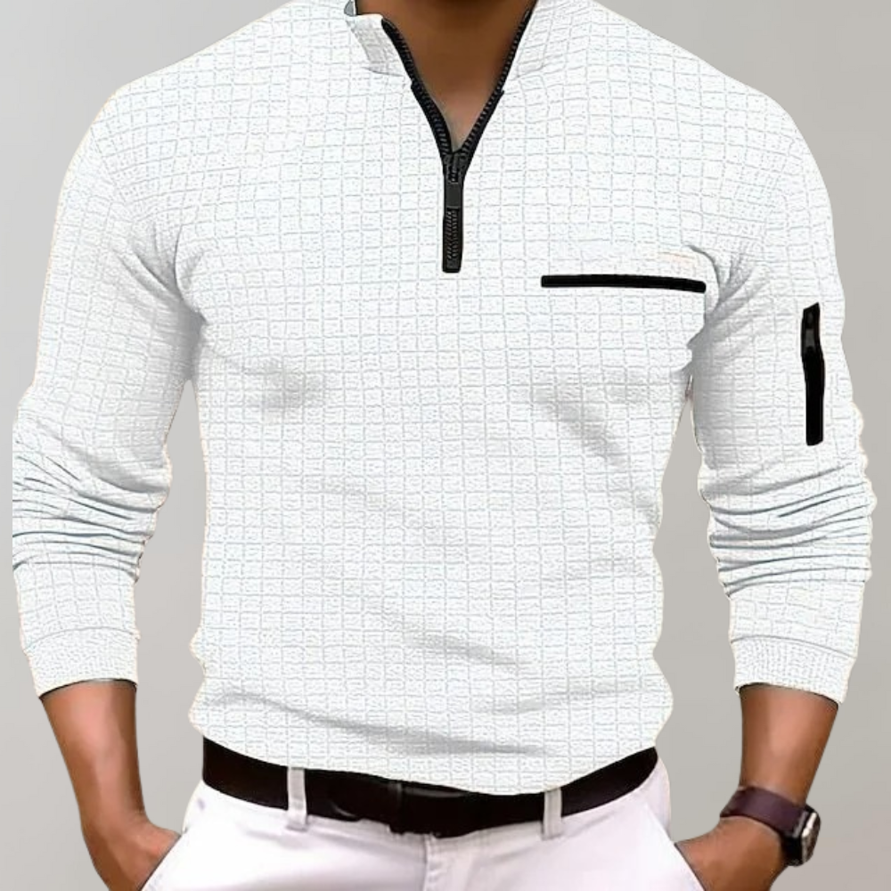 Shirt met kwart rits | Pullover | Polo Shirt | Sweatshirt met kwart rits | Sweater met halve rits voor heren-Hallo Susanne