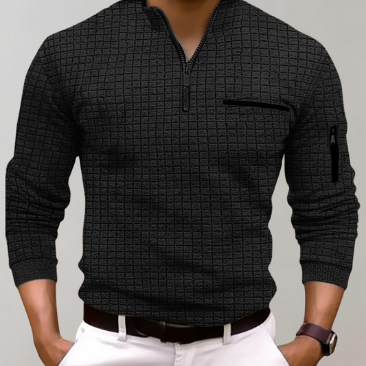 Shirt met kwart rits | Pullover | Polo Shirt | Sweatshirt met kwart rits | Sweater met halve rits voor heren-Hallo Susanne