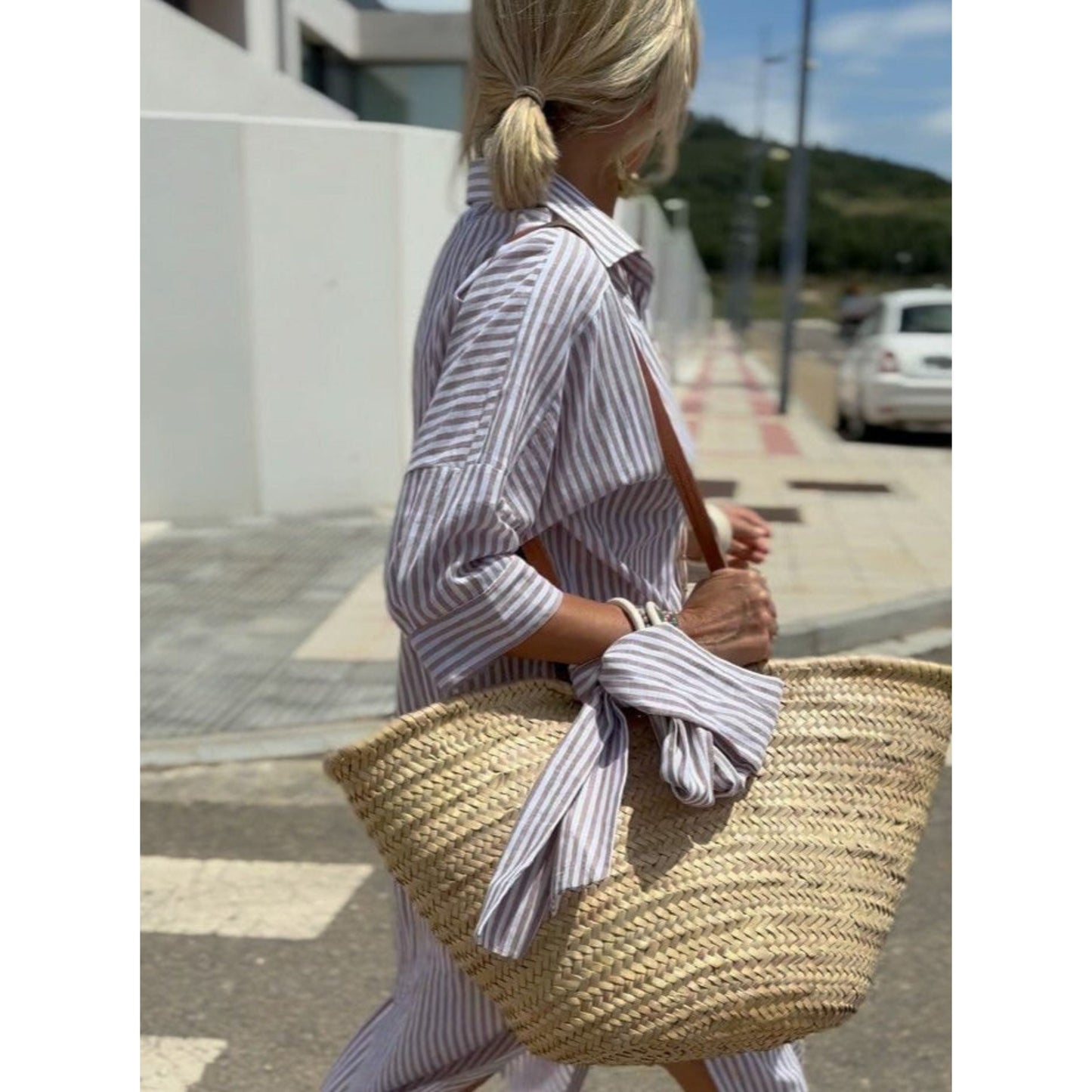 Shirtjurk | Knoopsluiting | Gestreepte | Maxi-jurk met lange mouwen | Maxi-jurk-Hallo Susanne