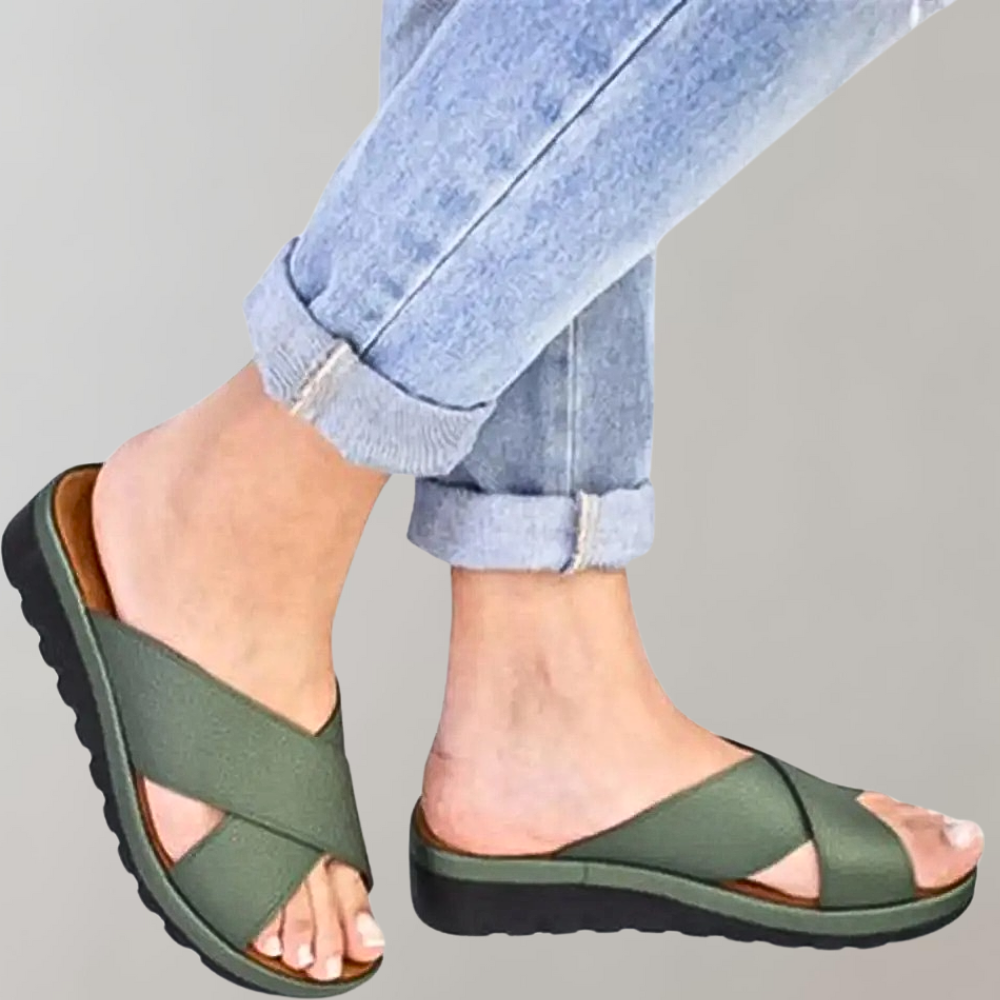 Slip-On Sandalen - Vrouwen Rubberen Zool Lage Sleehakken voor de Zomer-Hallo Susanne