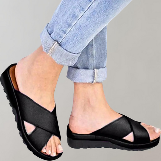 Slip-On Sandalen - Vrouwen Rubberen Zool Lage Sleehakken voor de Zomer-Hallo Susanne