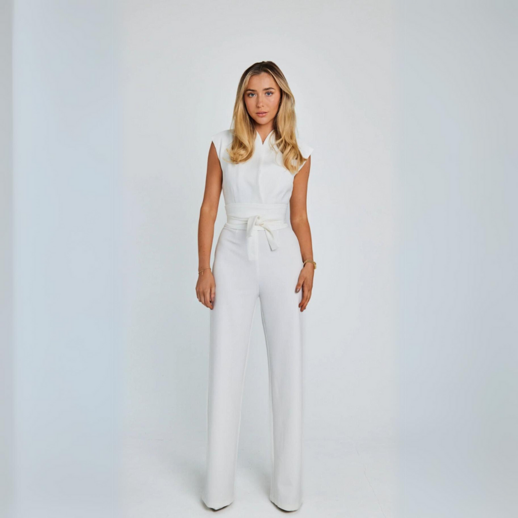 Springpak - Elegant - Ceintuur - Jumpsuit met wijde pijpen - Mouwloze jumpsuit voor dames-Hallo Susanne