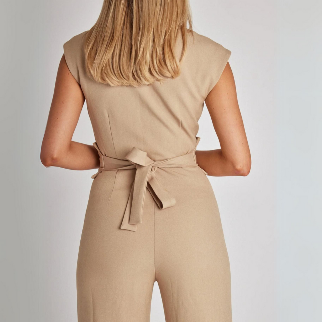 Springpak - Elegant - Ceintuur - Jumpsuit met wijde pijpen - Mouwloze jumpsuit voor dames-Hallo Susanne