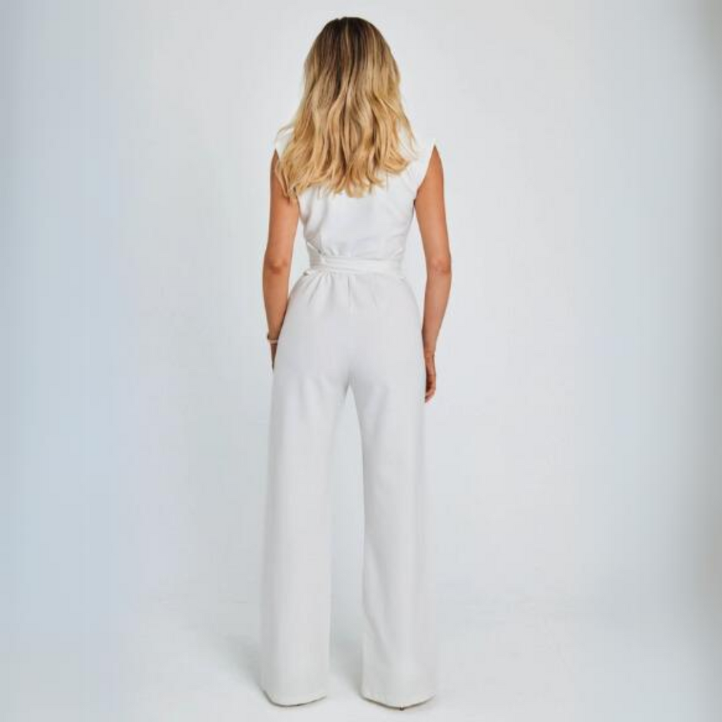 Springpak - Elegant - Ceintuur - Jumpsuit met wijde pijpen - Mouwloze jumpsuit voor dames-Hallo Susanne