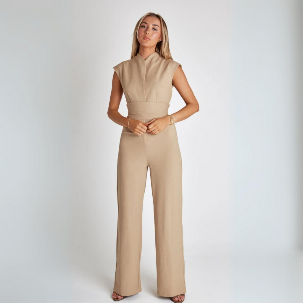 Springpak - Elegant - Ceintuur - Jumpsuit met wijde pijpen - Mouwloze jumpsuit voor dames-Hallo Susanne