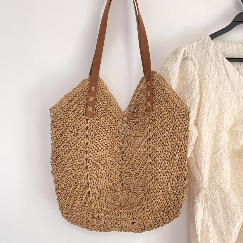 Strandtas - Vrouwen Grote Schouder Hobo Tas Van Stro-Hallo Susanne