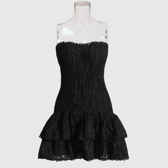 Strapless Jurk - Gerimpeld - Ruches - Mini-jurk - Zomerjurk-Hallo Susanne