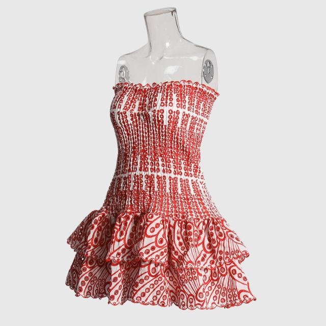 Strapless Jurk - Gerimpeld - Ruches - Mini-jurk - Zomerjurk-Hallo Susanne