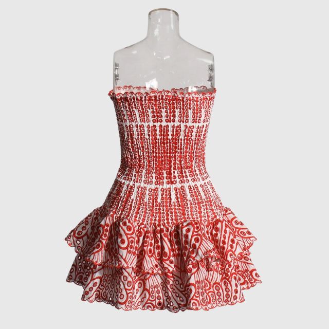 Strapless Jurk - Gerimpeld - Ruches - Mini-jurk - Zomerjurk-Hallo Susanne