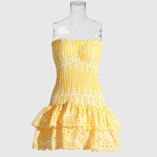 Strapless Jurk - Gerimpeld - Ruches - Mini-jurk - Zomerjurk-Hallo Susanne