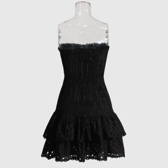 Strapless Jurk - Gerimpeld - Ruches - Mini-jurk - Zomerjurk-Hallo Susanne