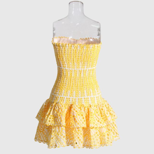 Strapless Jurk - Gerimpeld - Ruches - Mini-jurk - Zomerjurk-Hallo Susanne