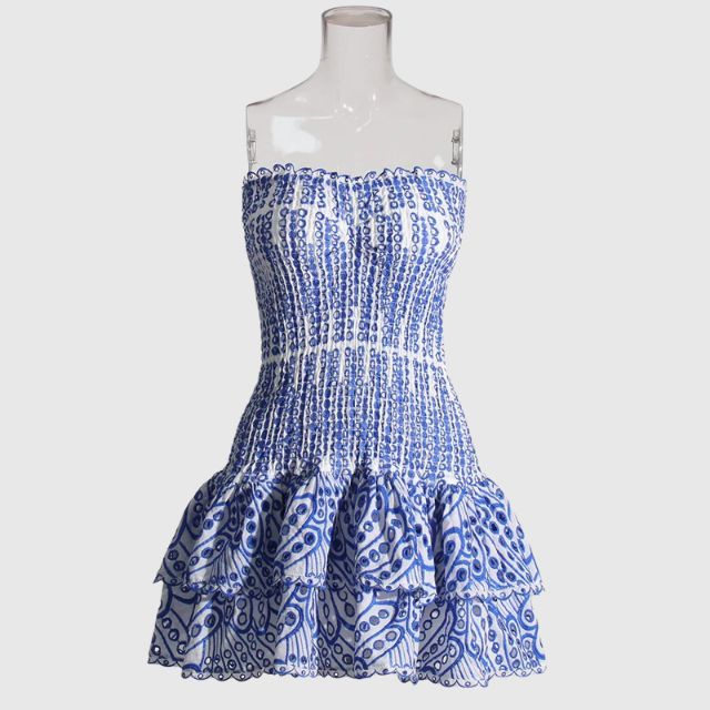 Strapless Jurk - Gerimpeld - Ruches - Mini-jurk - Zomerjurk-Hallo Susanne