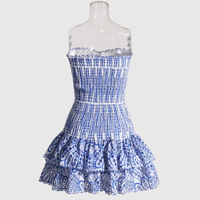 Strapless Jurk - Gerimpeld - Ruches - Mini-jurk - Zomerjurk-Hallo Susanne