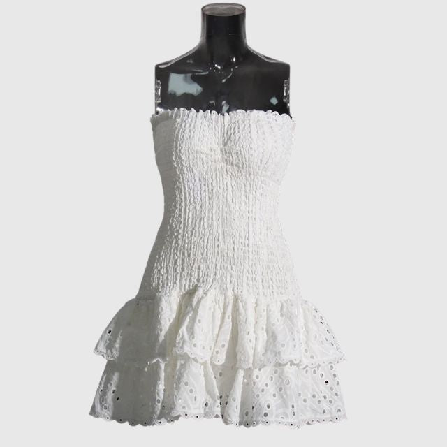 Strapless Jurk - Gerimpeld - Ruches - Mini-jurk - Zomerjurk-Hallo Susanne