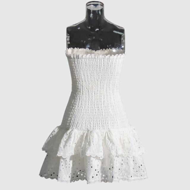 Strapless Jurk - Gerimpeld - Ruches - Mini-jurk - Zomerjurk-Hallo Susanne
