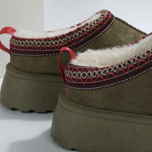 Suède Laarzen - instapmodel - met bontvoering - suède schoenen - damesschoenen voor de winter-Hallo Susanne