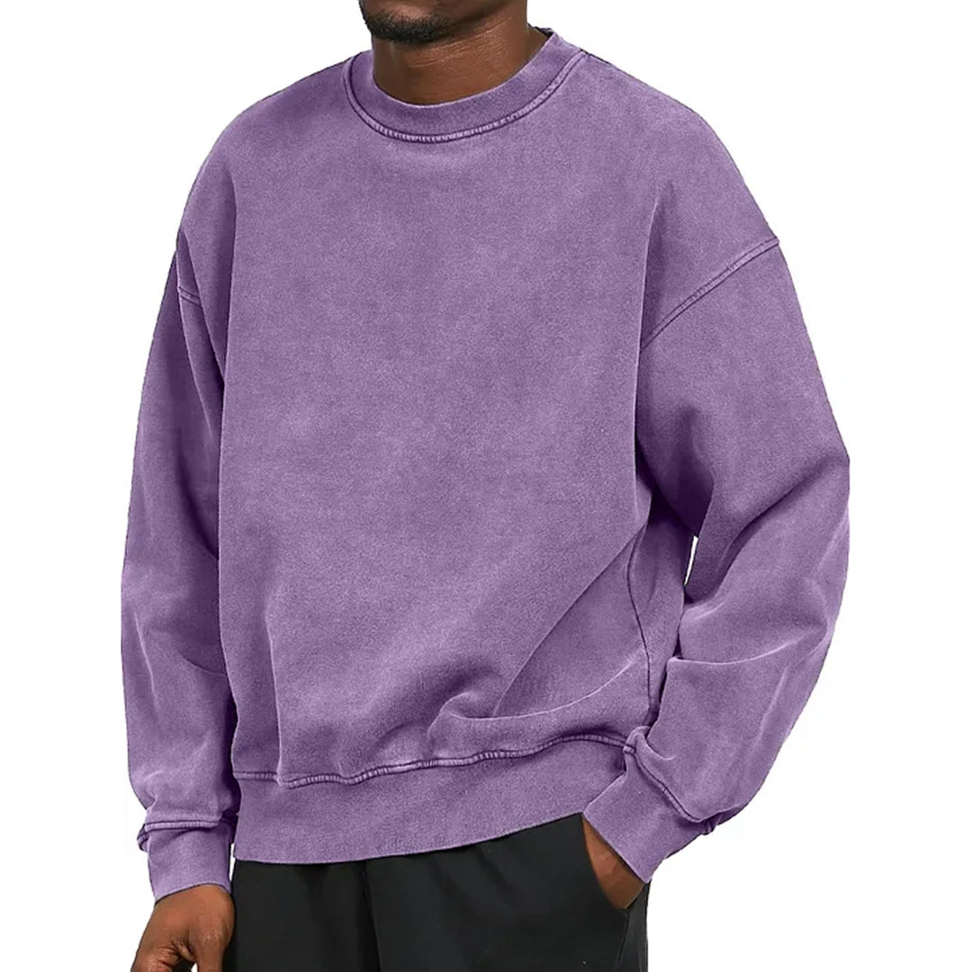 Sweater - Effen Comfy Pullover met ronde hals voor heren-Hallo Susanne