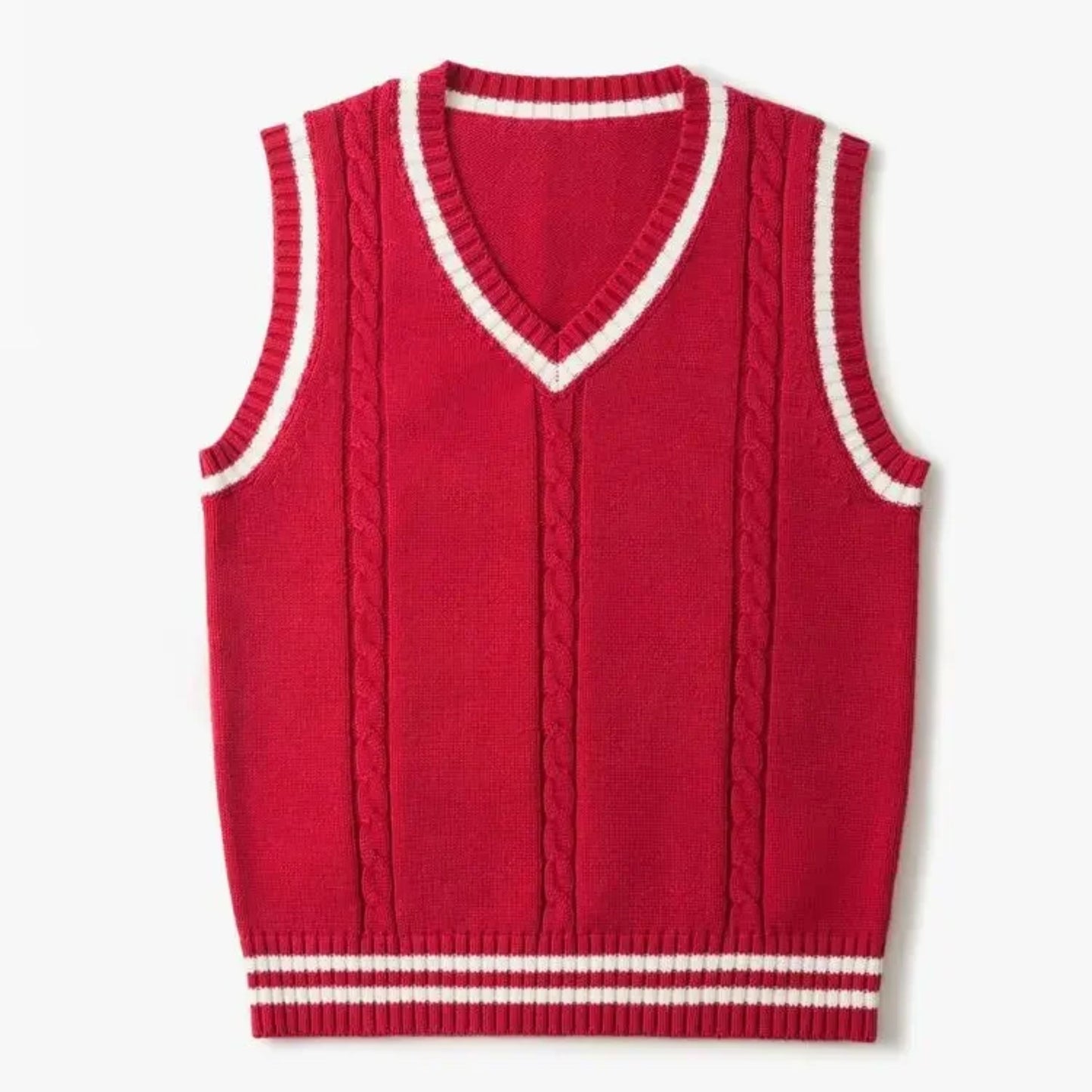 Sweater Vest - Heren mouwloos V-hals Pullover Gebreid Vest-Hallo Susanne