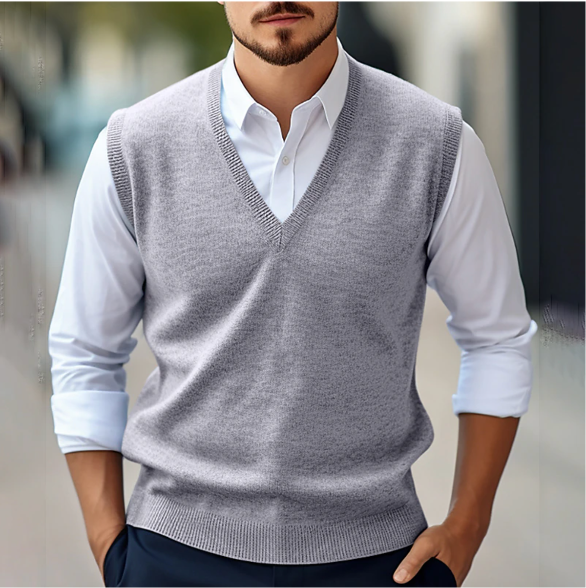 Sweater Vest - V-hals - Mouwloos - Gebreide vest - Herenvest-Hallo Susanne
