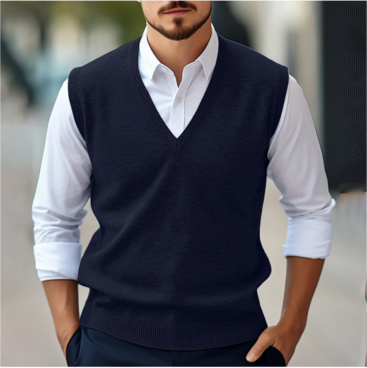 Sweater Vest - V-hals - Mouwloos - Gebreide vest - Herenvest-Hallo Susanne