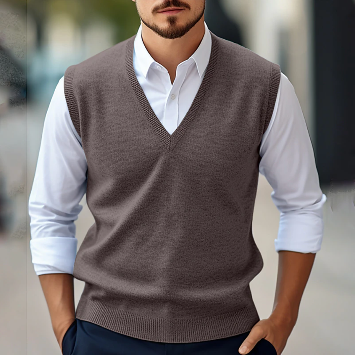 Sweater Vest - V-hals - Mouwloos - Gebreide vest - Herenvest-Hallo Susanne