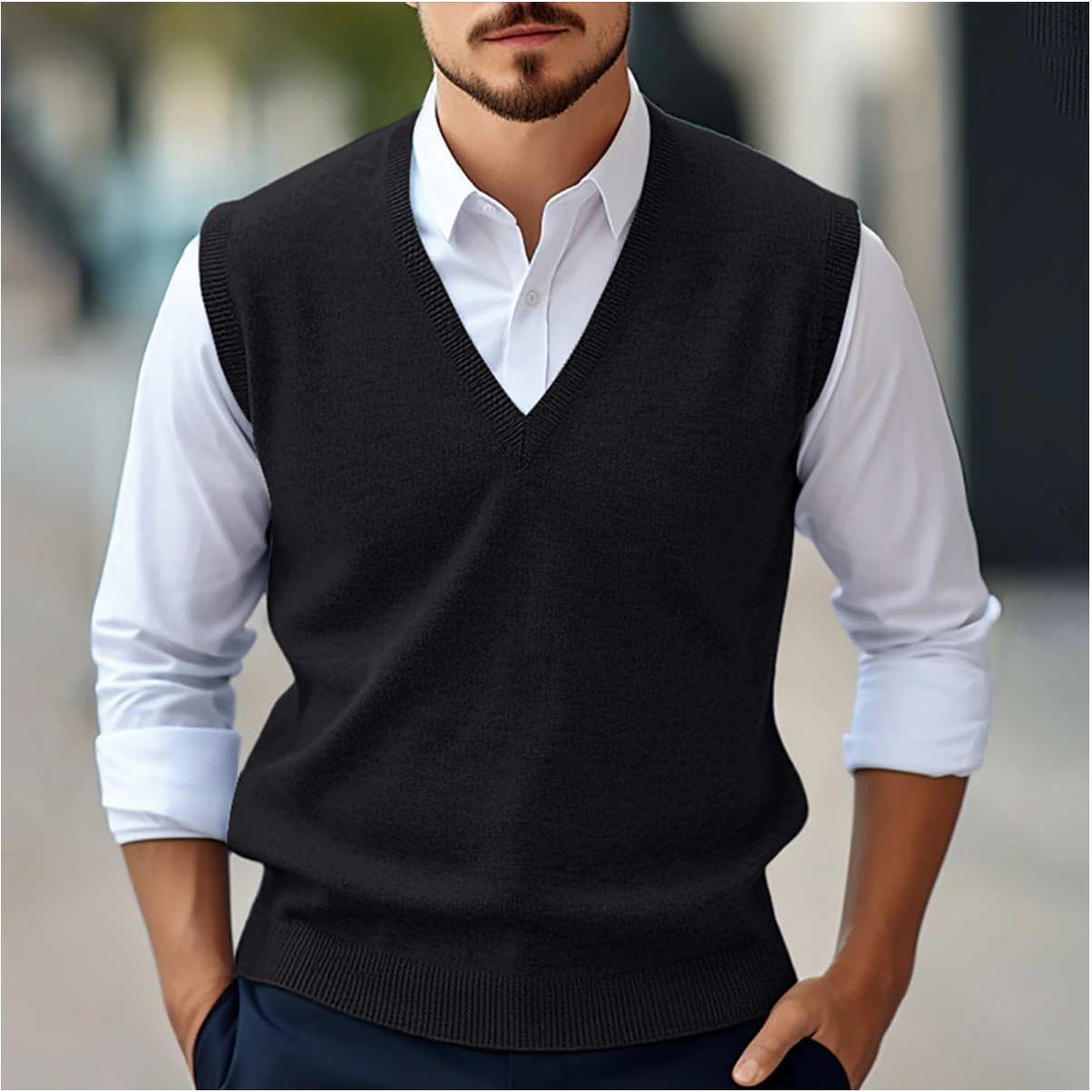 Sweater Vest - V-hals - Mouwloos - Gebreide vest - Herenvest-Hallo Susanne