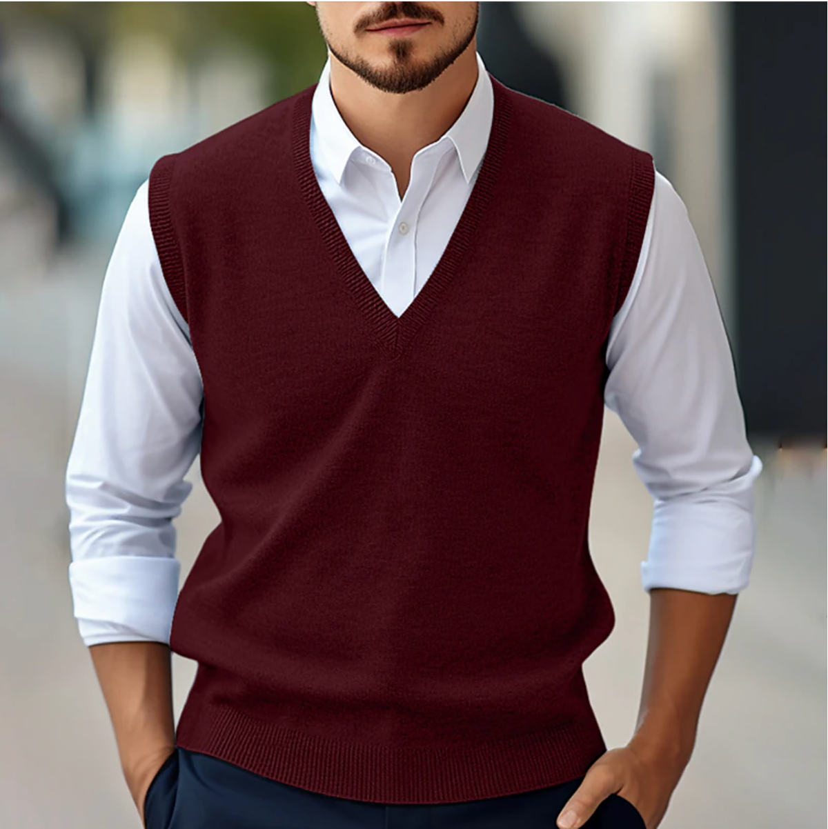 Sweater Vest - V-hals - Mouwloos - Gebreide vest - Herenvest-Hallo Susanne