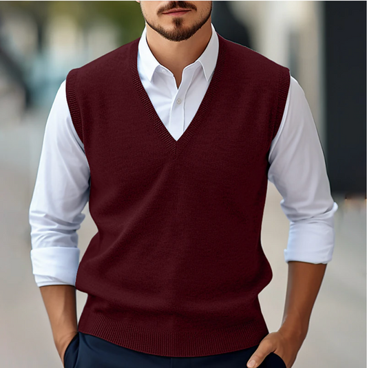 Sweater Vest - V-hals - Mouwloos - Gebreide vest - Herenvest-Hallo Susanne