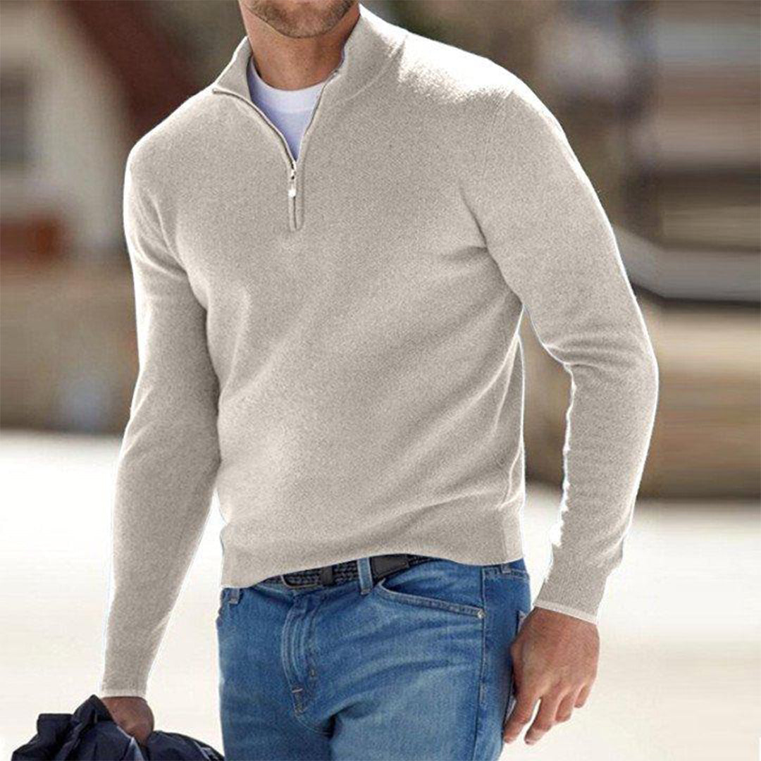 Sweater met kwart rits voor heren - Gebreid - Trui - Polo Trui - Trui met halve rits voor heren-Hallo Susanne