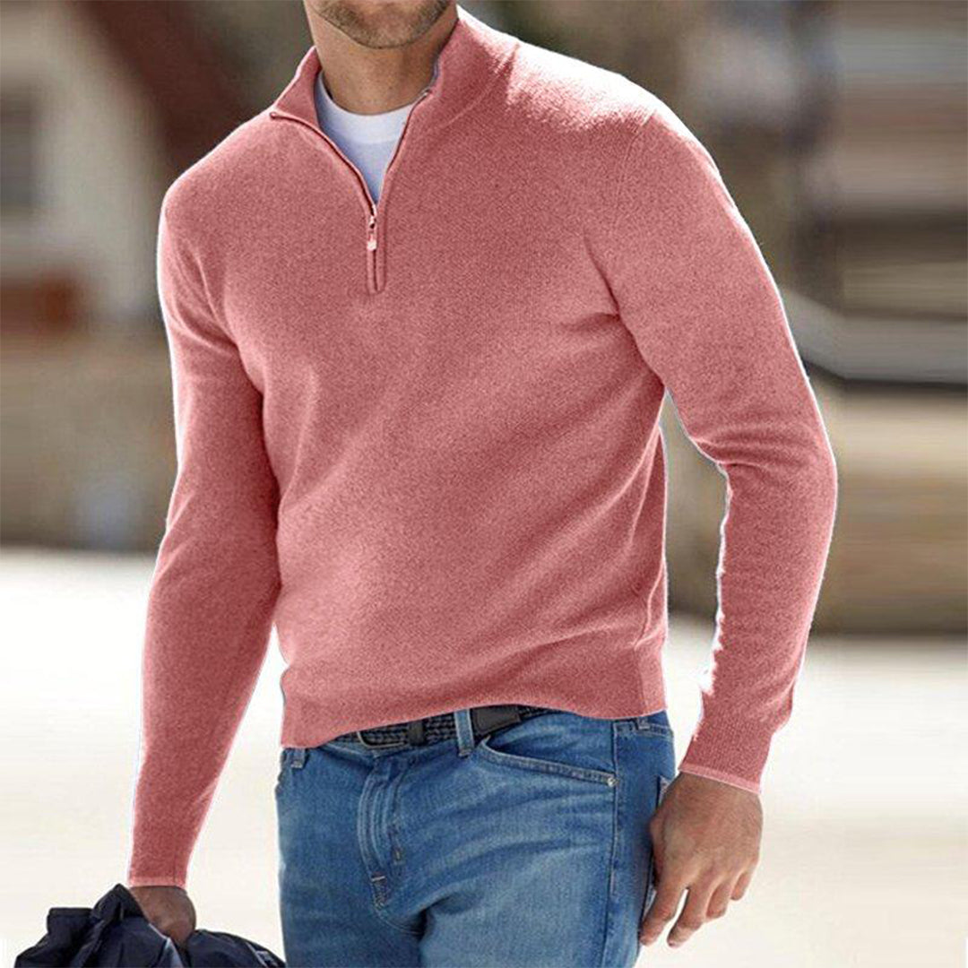 Sweater met kwart rits voor heren - Gebreid - Trui - Polo Trui - Trui met halve rits voor heren-Hallo Susanne