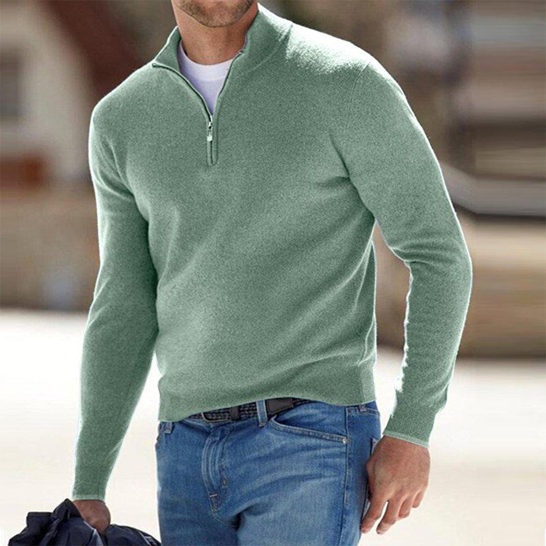 Sweater met kwart rits voor heren - Gebreid - Trui - Polo Trui - Trui met halve rits voor heren-Hallo Susanne