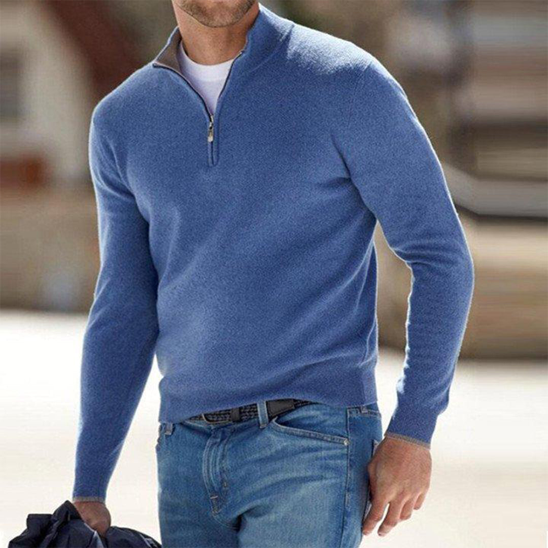 Sweater met kwart rits voor heren - Gebreid - Trui - Polo Trui - Trui met halve rits voor heren-Hallo Susanne
