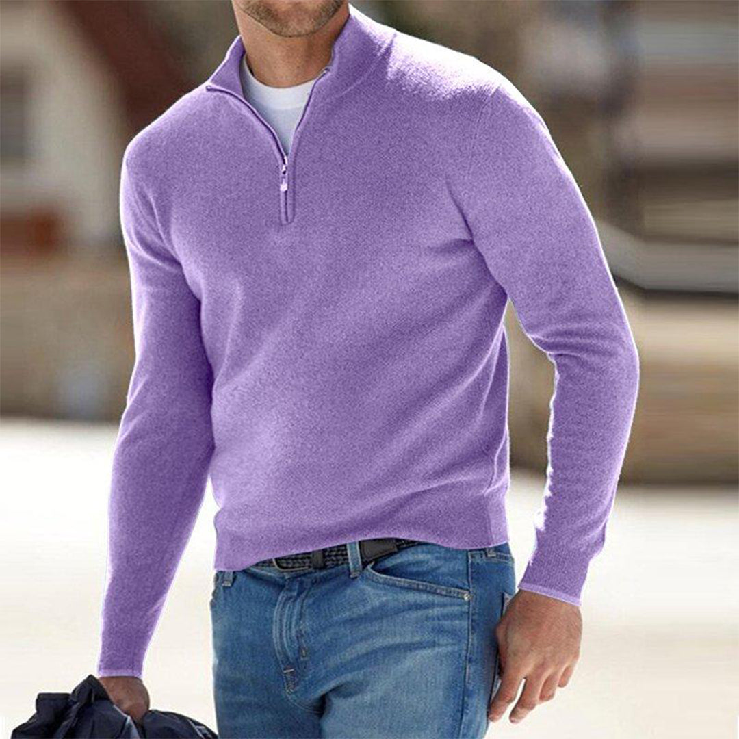 Sweater met kwart rits voor heren - Gebreid - Trui - Polo Trui - Trui met halve rits voor heren-Hallo Susanne