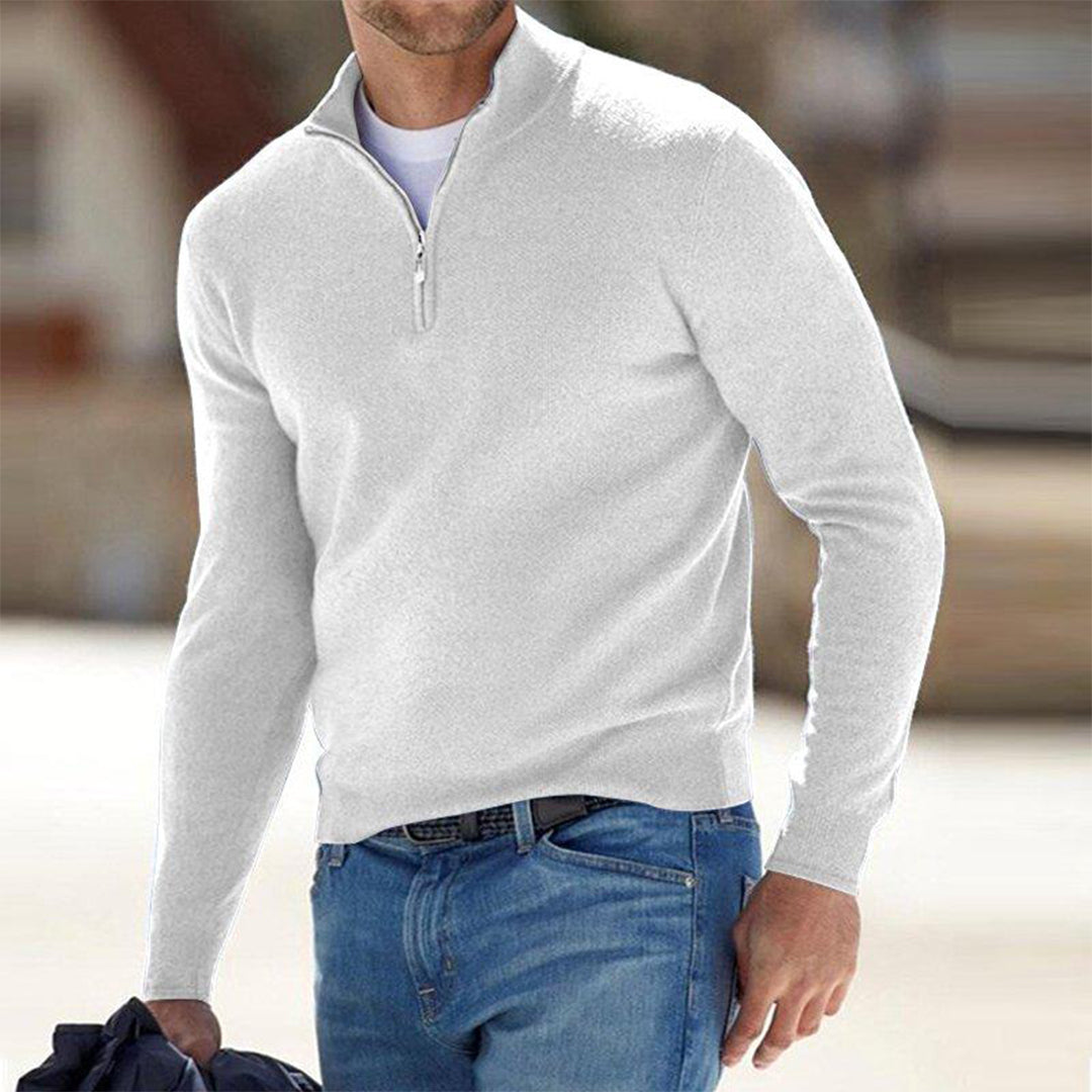 Sweater met kwart rits voor heren - Gebreid - Trui - Polo Trui - Trui met halve rits voor heren-Hallo Susanne