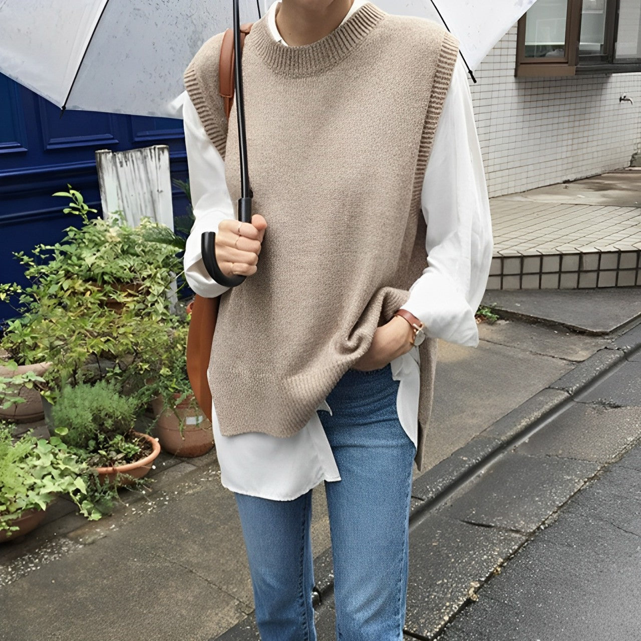 Sweatervest - Mouwloos - Los model - Gebreid gilet - Gebreid damesvest-Hallo Susanne