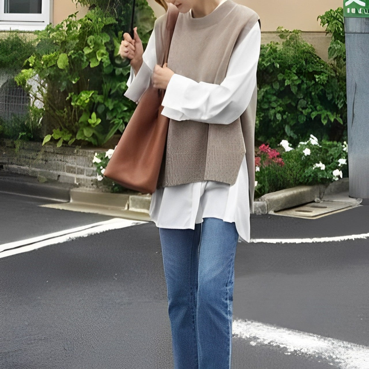 Sweatervest - Mouwloos - Los model - Gebreid gilet - Gebreid damesvest-Hallo Susanne