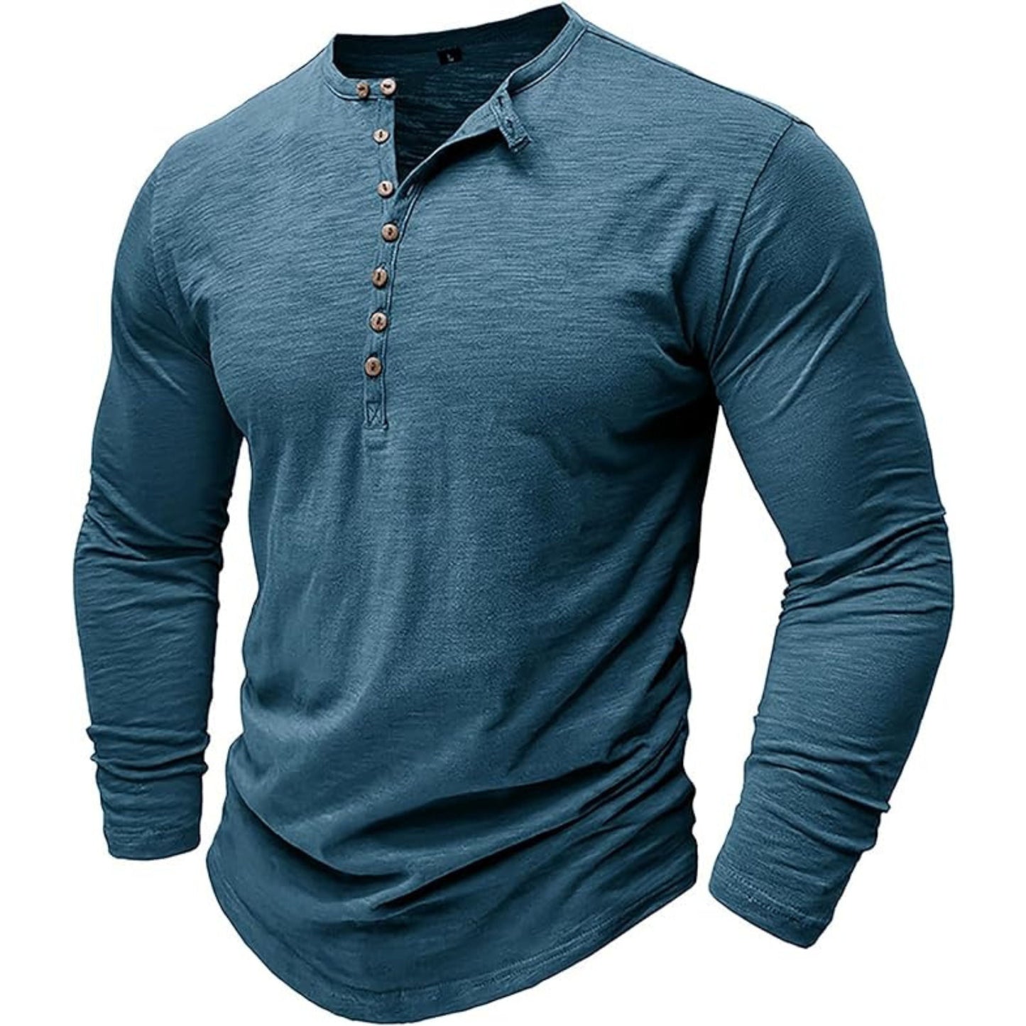 T-shirt met lange mouwen - Casual Effen Overhemd met knoopsluiting voor heren-Hallo Susanne