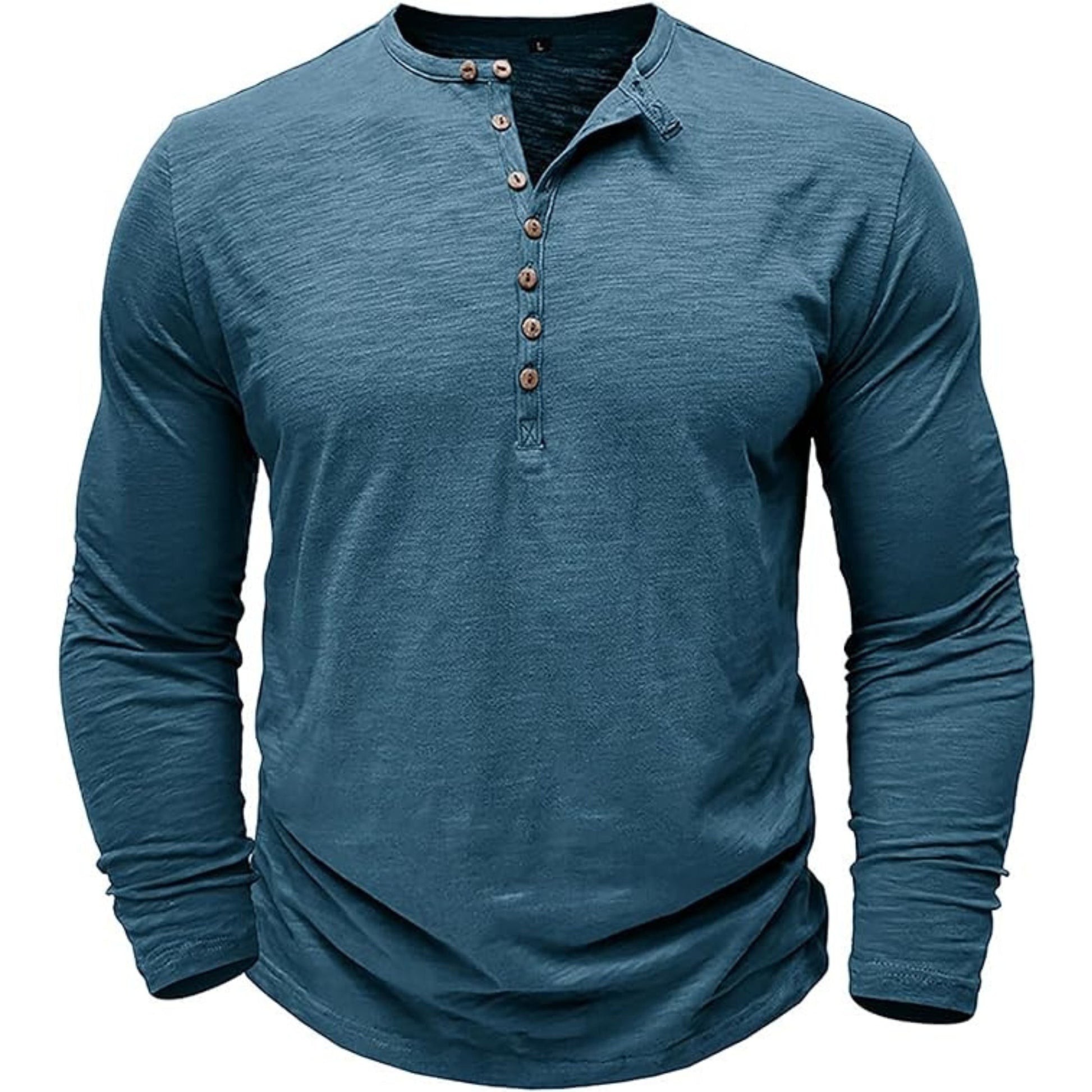 T-shirt met lange mouwen - Casual Effen Overhemd met knoopsluiting voor heren-Hallo Susanne