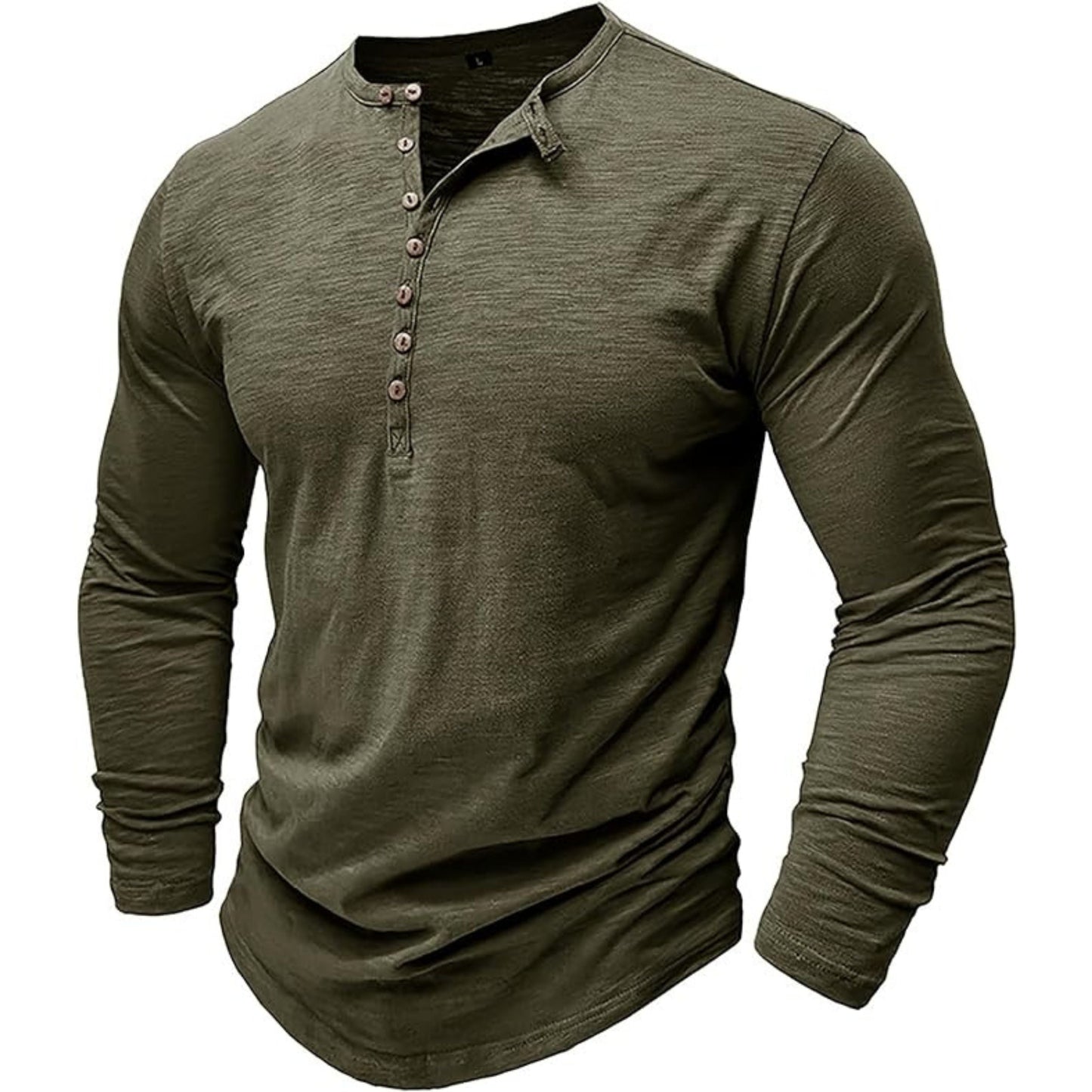 T-shirt met lange mouwen - Casual Effen Overhemd met knoopsluiting voor heren-Hallo Susanne