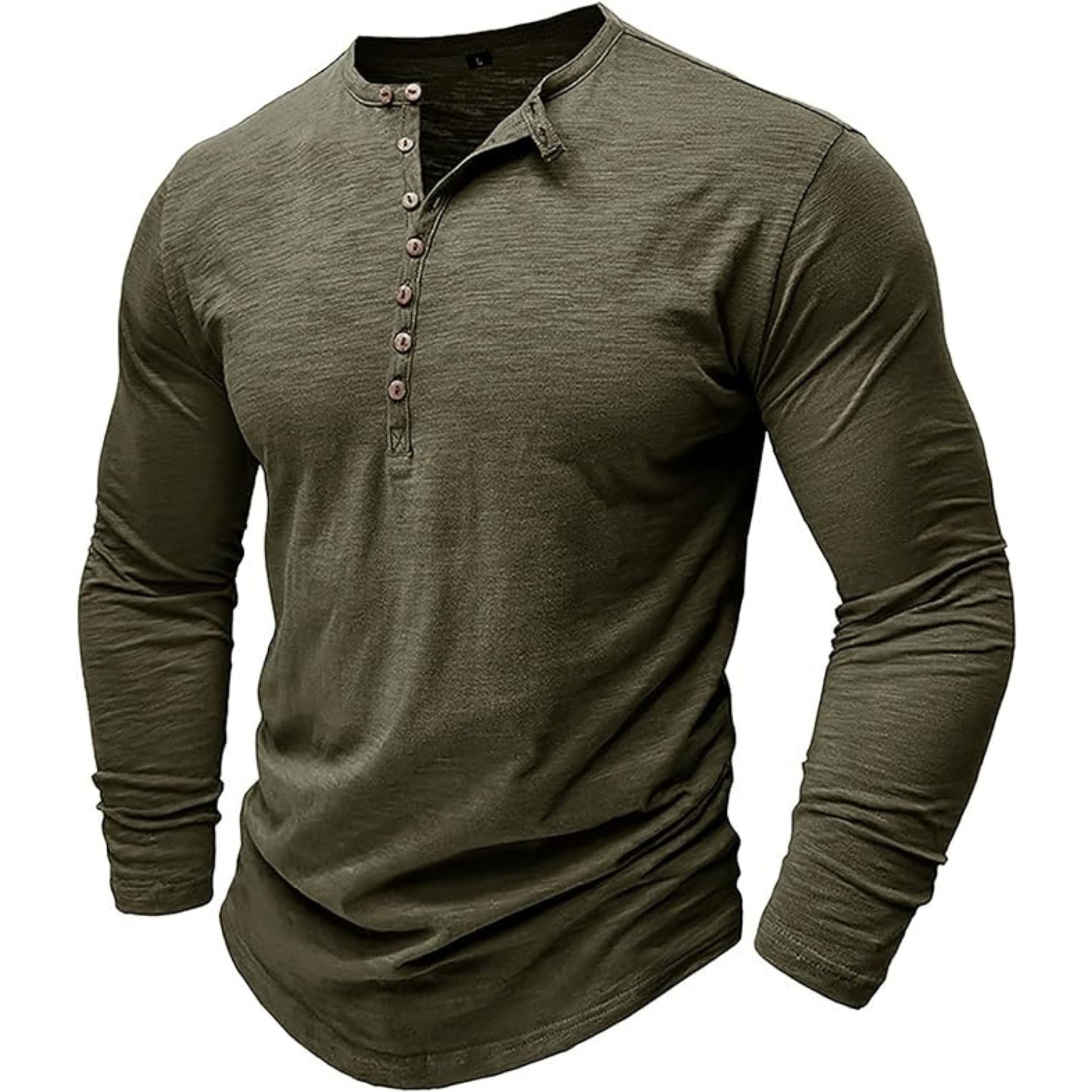 T-shirt met lange mouwen - Casual Effen Overhemd met knoopsluiting voor heren-Hallo Susanne